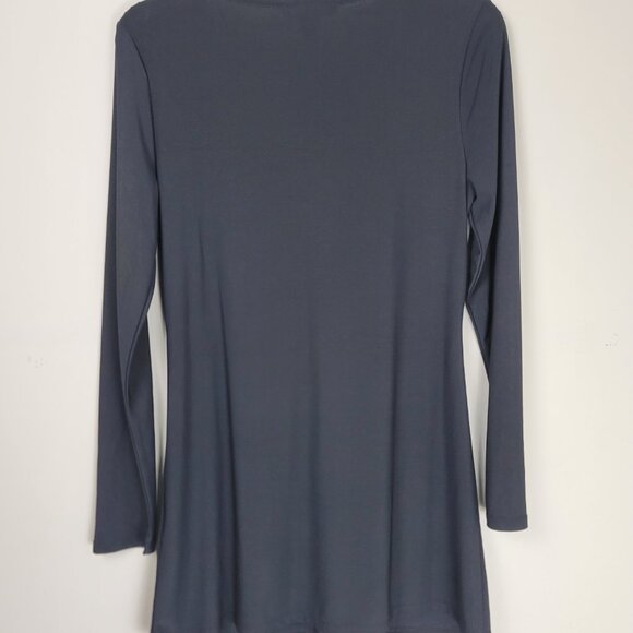 White House Black Market Womens Black V-Neck Tunic Top Gathered Front Detail - Picture 5 of 9